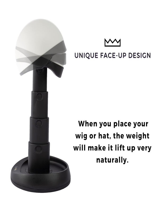 lightmay Adjustable Wig Head - Wig Stand for Travel and Salon for Styling Protection, Collapsible Compact Stand, Expands Long and Short Wigs (White & Black) - Image 5